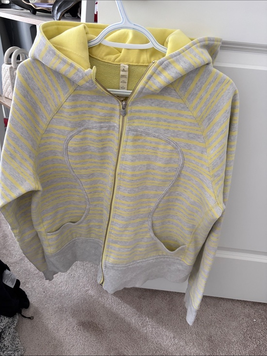 lululemon athletica Sweaters - Lululemon Striped Zip Hoodie in Pale Yellow and Light Gray